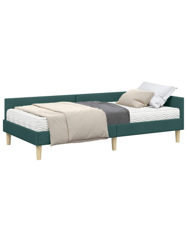 Struttura Letto Angolare con Materasso 2 pcs Verde Tessuto