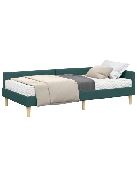 Struttura Letto Angolare con Materasso 2 pcs Verde Tessuto