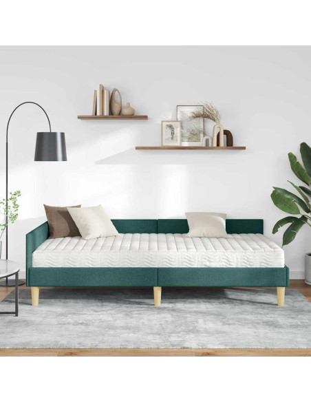 Struttura Letto Angolare con Materasso 2 pcs Verde Tessuto