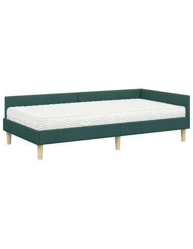 Struttura Letto Angolare con Materasso 2 pcs Verde Tessuto