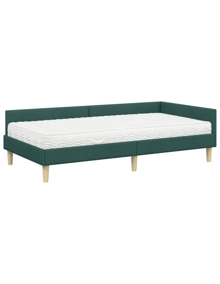 Struttura Letto Angolare con Materasso 2 pcs Verde Tessuto
