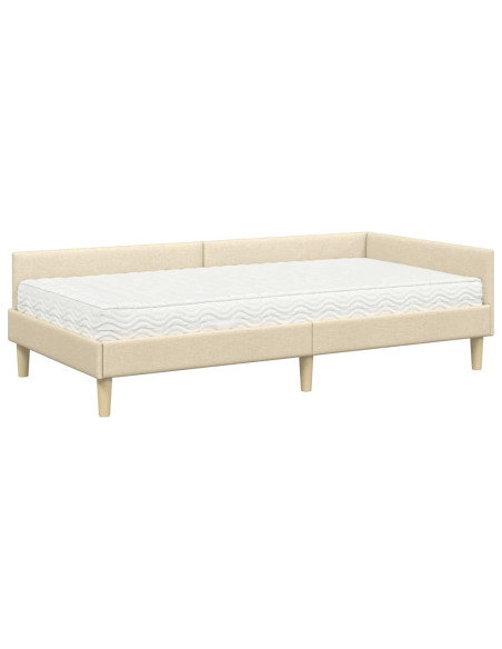 Struttura Letto Angolare con Materasso 2 pcs Crema Tessuto