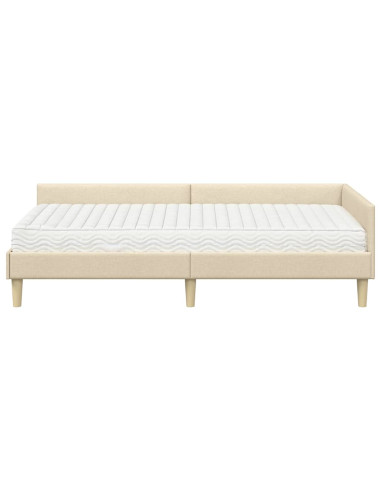 Struttura Letto Angolare con Materasso 2 pcs Crema Tessuto