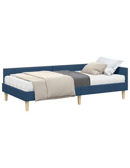 Struttura Letto Angolare con Materasso 2 pcs Blu Tessuto