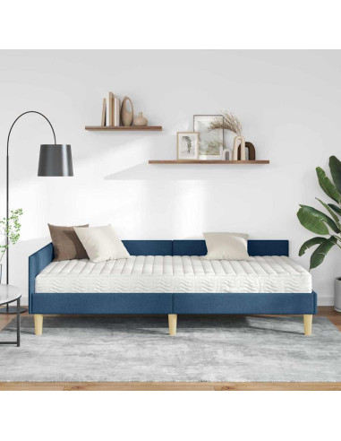 Struttura Letto Angolare con Materasso 2 pcs Blu Tessuto