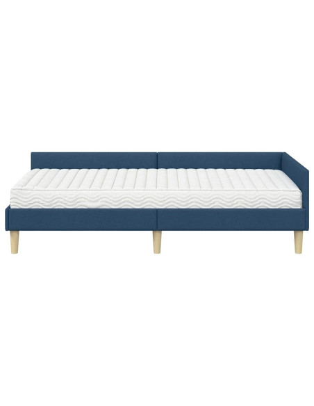 Struttura Letto Angolare con Materasso 2 pcs Blu Tessuto