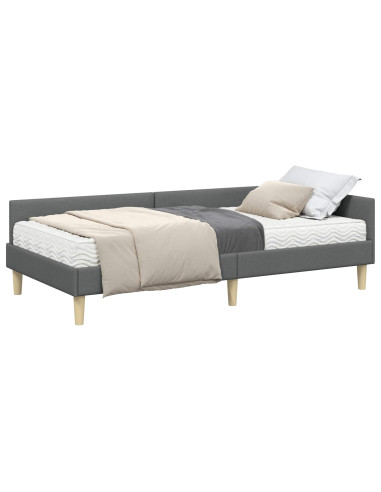 Struttura Letto Angolare con Materasso 2 pcs Grigio Tessuto