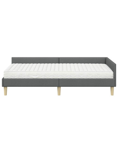 Struttura Letto Angolare con Materasso 2 pcs Grigio Tessuto