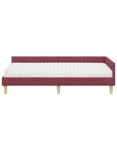 Struttura Letto Angolare con Materasso 2 pcs Grigio Tessuto