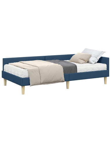 Struttura Letto Angolare con Materasso 2 pcs Blu Tessuto