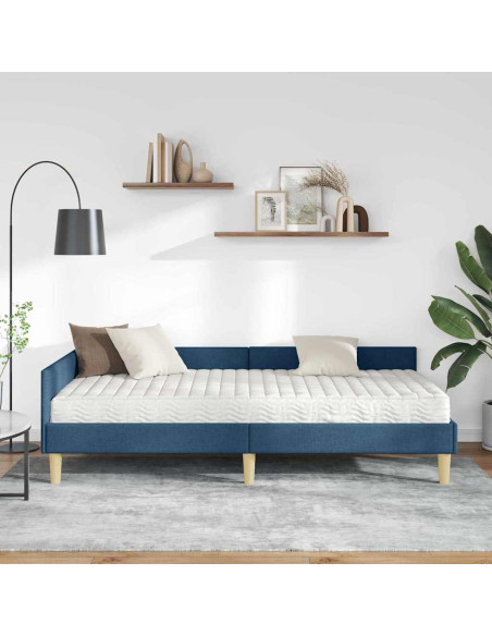 Struttura Letto Angolare con Materasso 2 pcs Blu Tessuto