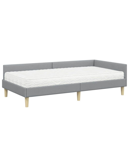 Struttura Letto Angolare con Materasso 2 pcs Grigio chiaro