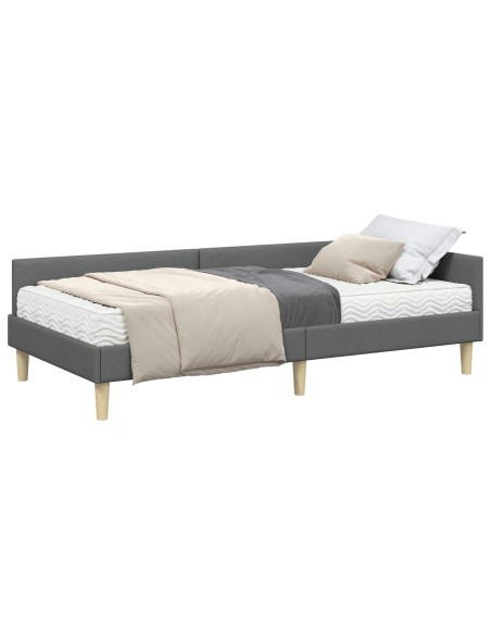 Struttura Letto Angolare con Materasso 2 pcs Grigio Tessuto