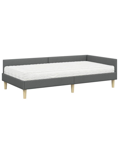 Struttura Letto Angolare con Materasso 2 pcs Grigio Tessuto