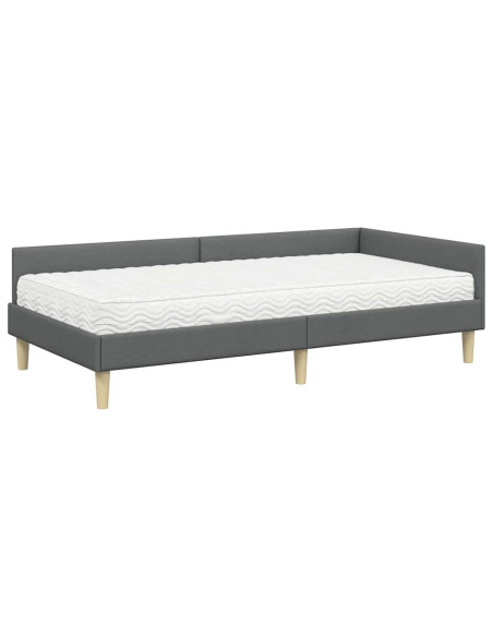 Struttura Letto Angolare con Materasso 2 pcs Grigio Tessuto
