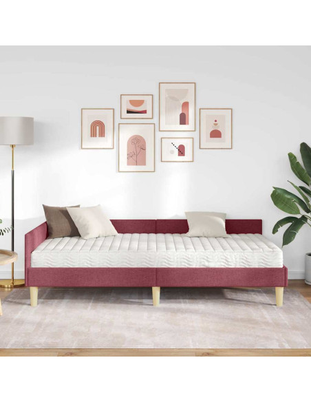 Struttura Letto Angolare con Materasso 2 pcs Grigio Tessuto