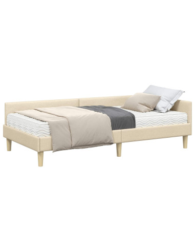 Struttura Letto Angolare con Materasso 2 pcs Crema Tessuto