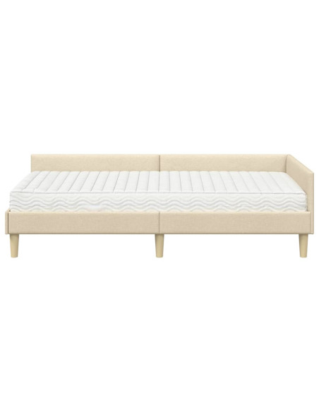 Struttura Letto Angolare con Materasso 2 pcs Crema Tessuto