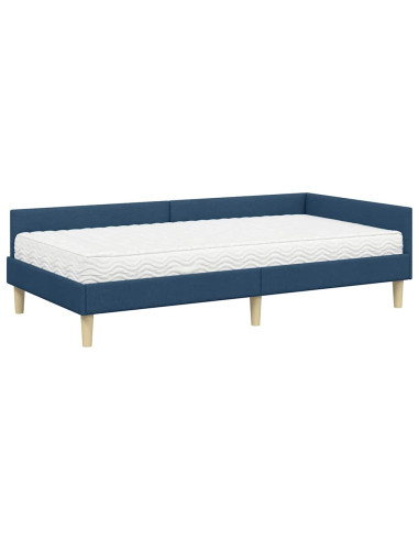 Struttura Letto Angolare con Materasso 2 pcs Blu Tessuto