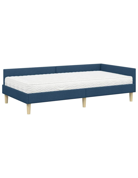 Struttura Letto Angolare con Materasso 2 pcs Blu Tessuto