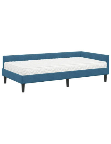 Struttura Letto Angolare con Materasso Altro 2 pcs Blu Velluto