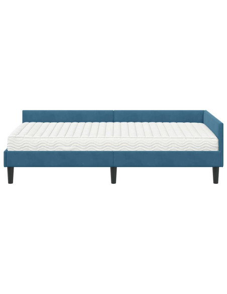 Struttura Letto Angolare con Materasso Altro 2 pcs Blu Velluto