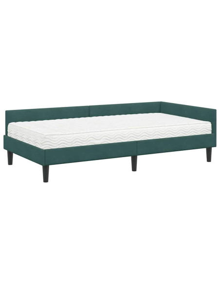Struttura Letto Angolare con Materasso 2 pcs Verde Velluto