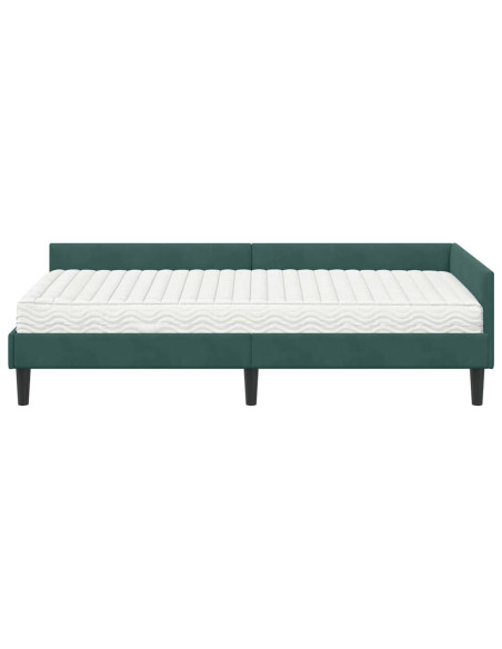 Struttura Letto Angolare con Materasso 2 pcs Verde Velluto