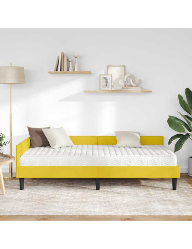 Struttura Letto Angolare con Materasso 2 pcs Giallo Velluto