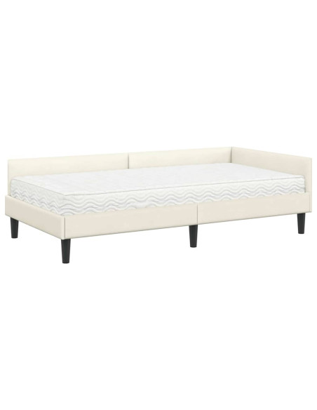Struttura Letto Angolare con Materasso 2 pcs Crema Velluto