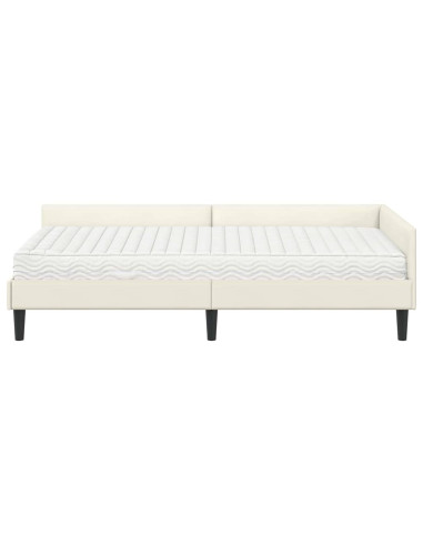 Struttura Letto Angolare con Materasso 2 pcs Crema Velluto