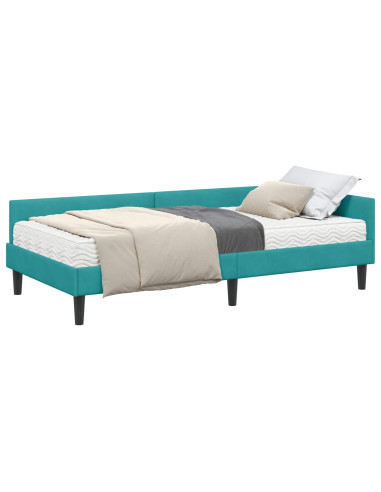 Struttura Letto Angolare con Materasso 2 pcs Turchese Velluto
