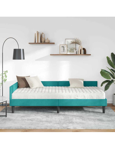 Struttura Letto Angolare con Materasso 2 pcs Turchese Velluto