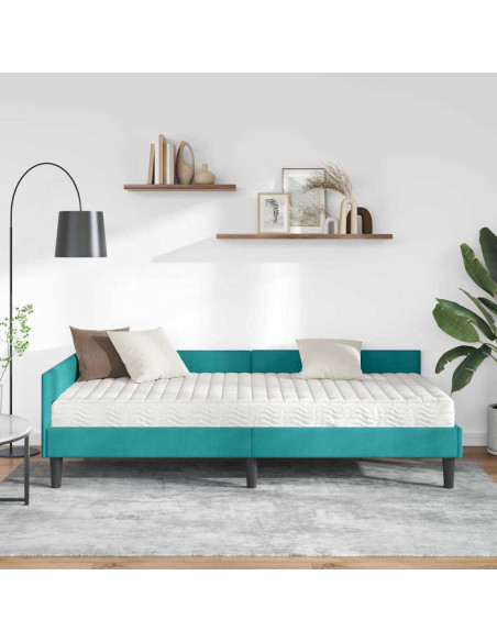 Struttura Letto Angolare con Materasso 2 pcs Turchese Velluto