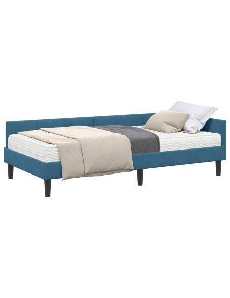 Struttura Letto Angolare con Materasso Altro 2 pcs Blu Velluto
