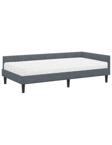 Struttura Letto Angolare con Materasso 2 pcs Grigio Velluto