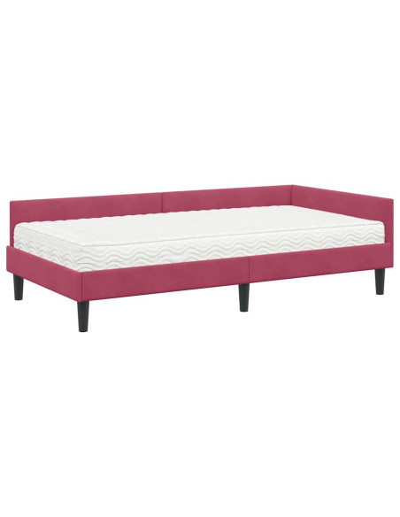 Struttura Letto Angolare con Materasso 2 pcs Verde Velluto