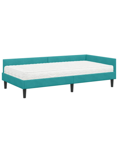 Struttura Letto Angolare con Materasso 2 pcs Turchese Velluto