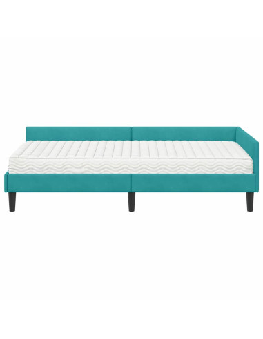 Struttura Letto Angolare con Materasso 2 pcs Turchese Velluto