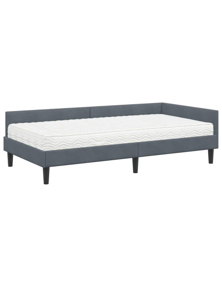 Struttura Letto Angolare con Materasso 2 pcs Grigio Velluto