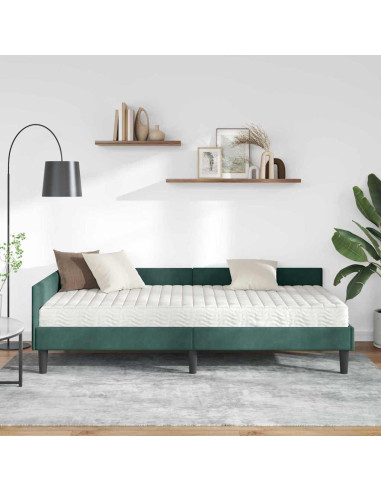 Struttura Letto Angolare con Materasso 2 pcs Verde Velluto