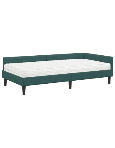 Struttura Letto Angolare con Materasso 2 pcs Verde Velluto