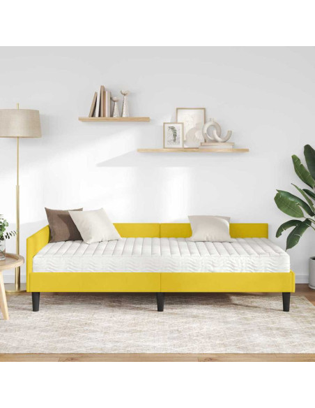 Struttura Letto Angolare con Materasso 2 pcs Giallo Velluto