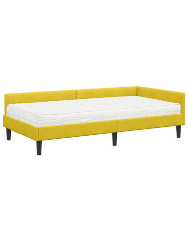 Struttura Letto Angolare con Materasso 2 pcs Giallo Velluto