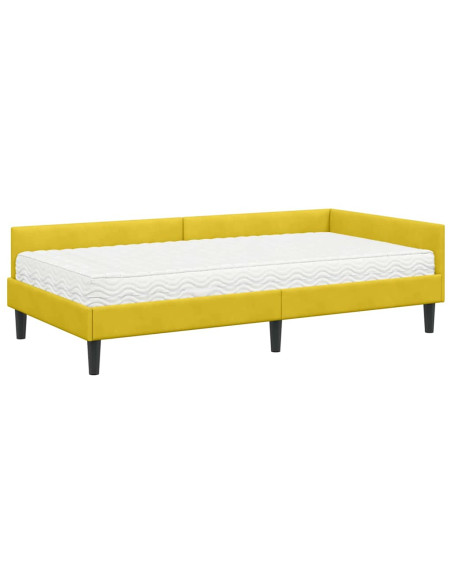 Struttura Letto Angolare con Materasso 2 pcs Giallo Velluto