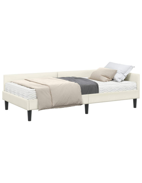 Struttura Letto Angolare con Materasso 2 pcs Crema Velluto