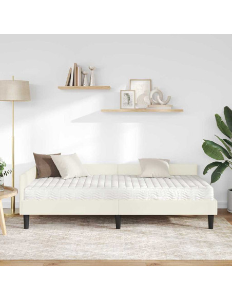 Struttura Letto Angolare con Materasso 2 pcs Crema Velluto