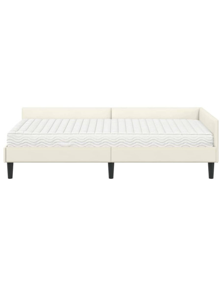 Struttura Letto Angolare con Materasso 2 pcs Crema Velluto
