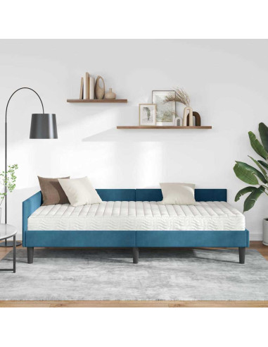Struttura Letto Angolare con Materasso Altro 2 pcs Blu Velluto