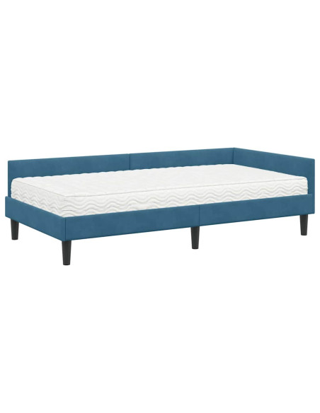 Struttura Letto Angolare con Materasso Altro 2 pcs Blu Velluto